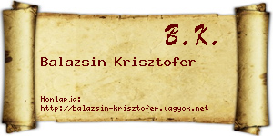 Balazsin Krisztofer névjegykártya